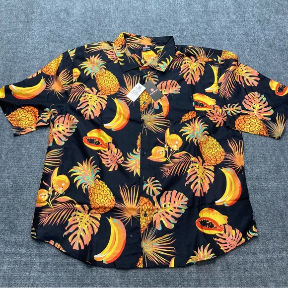 Southpole Hawaiian Shirt Mens 5XB Black Pineapple Banana Papaya Floral NWT - Picture 2 of 8